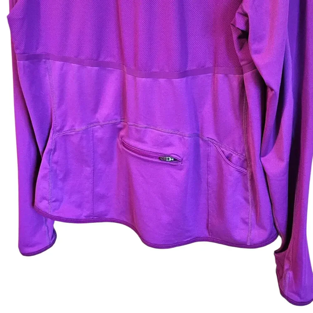 Nike Dri Fit 1/4 Zip Athletic Workout Long Sleeve Top Magenta Pink Women XLarge